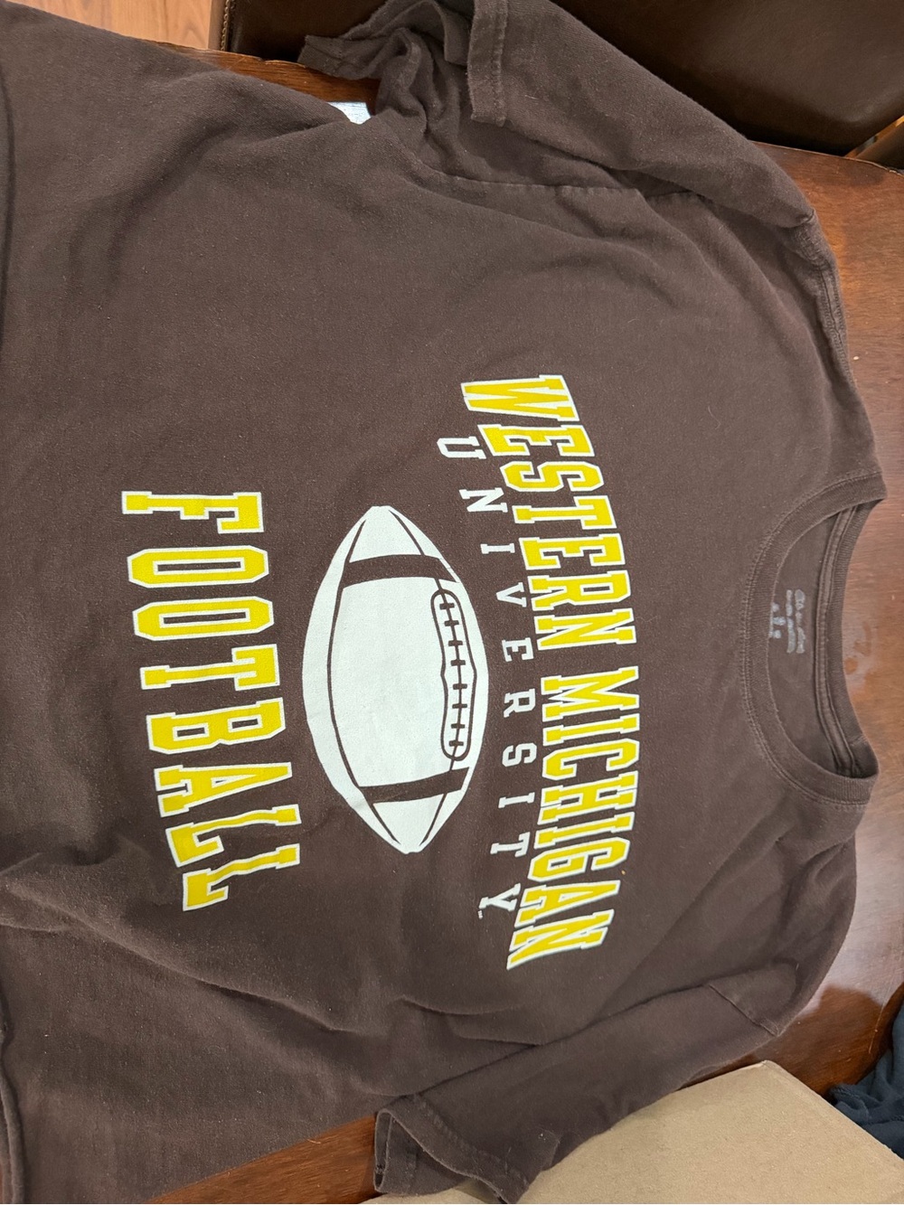 Champion Brown Crop Top with Yellow & White Football Graphic